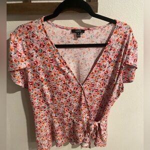 AUW Women's Floral Pink‎ Top Size XL